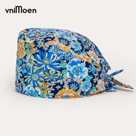 Vnimoen-gorro quirúrgico ajustable Unisex, gorra de enfermera con estampado, serie Azul, precio al por mayor MedSurgery Store For Digital Health