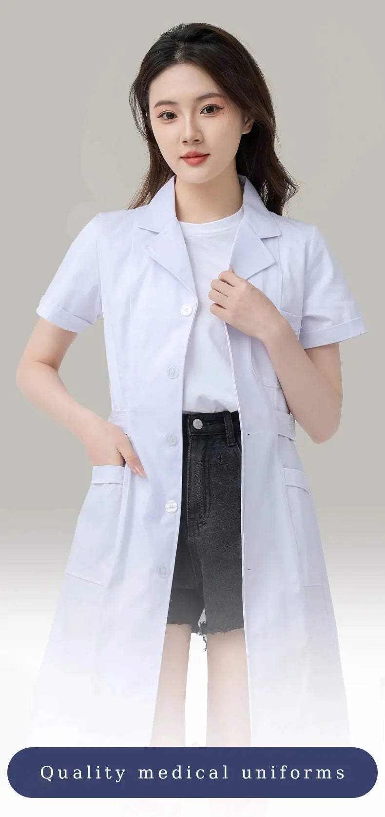 Tejido técnico antifluidos bata mujer