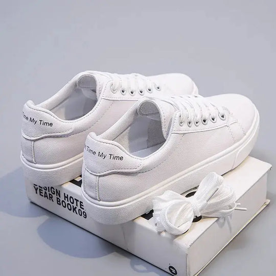 Zapatos vulcanizados para mujer, Zapatos blancos de cuero PU, nuevos Zapatos de plataforma a la moda, Zapatos informales de Color sólido, zapatillas clásicas para mujer MedSurgery Store For Digital Health