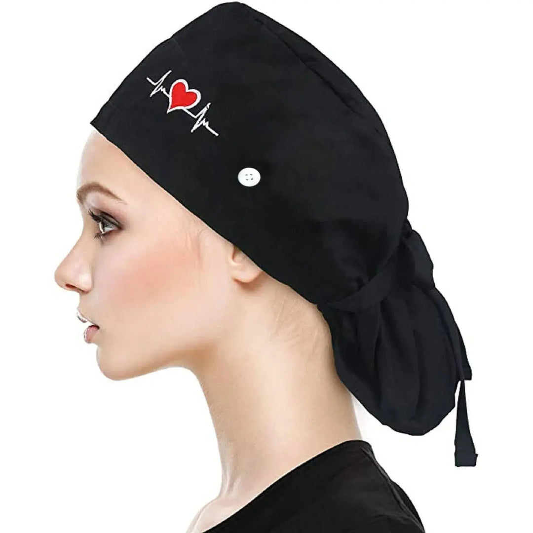 Gorros quirúrgicos ajustables, gorro de trabajo, soporte para cola de caballo, gorros de enfermería Bouffant con botones, turbante de pelo largo, sombreros para mujeres y hombres MedSurgery Store For Digital Health