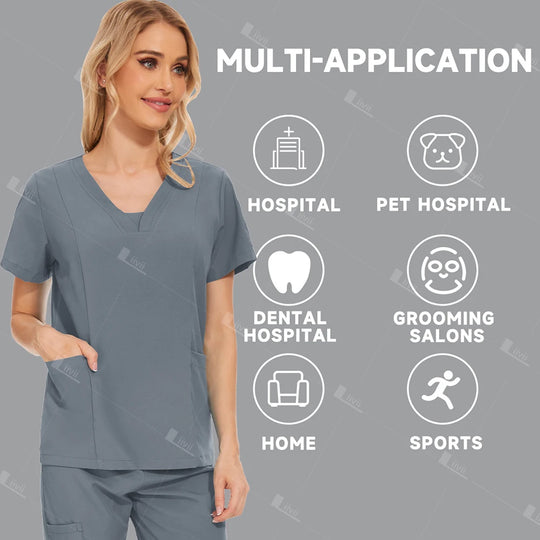 Venta al por mayor de uniformes médicos, traje para correr, conjunto de gomas para médico y enfermera, ropa de trabajo quirúrgica para Hospital, trajes multicolores para mujer