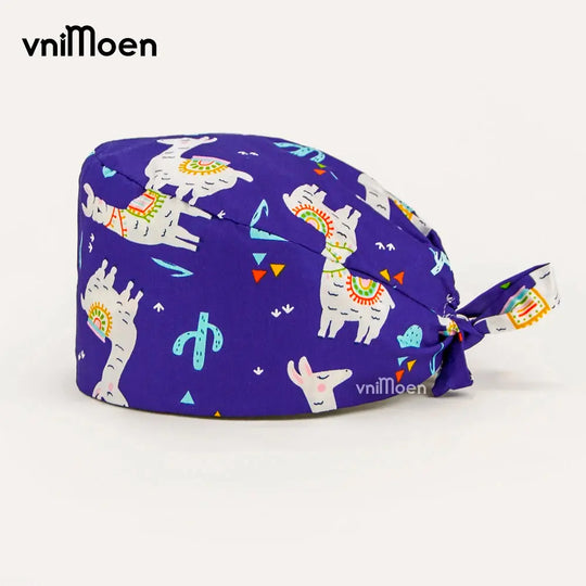 Vnimoen-gorro quirúrgico ajustable Unisex, gorra de enfermera con estampado, serie Azul, precio al por mayor MedSurgery Store For Digital Health
