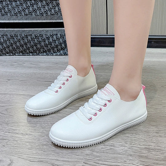 Zapatillas de deporte transpirables para mujer, zapatos informales blancos, planos, a la moda, para primavera y verano, 2024