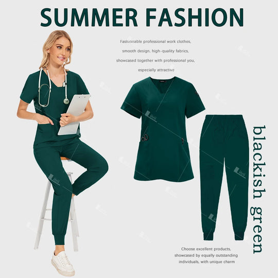 Venta al por mayor de uniformes médicos, traje para correr, conjunto de gomas para médico y enfermera, ropa de trabajo quirúrgica para Hospital, trajes multicolores para mujer