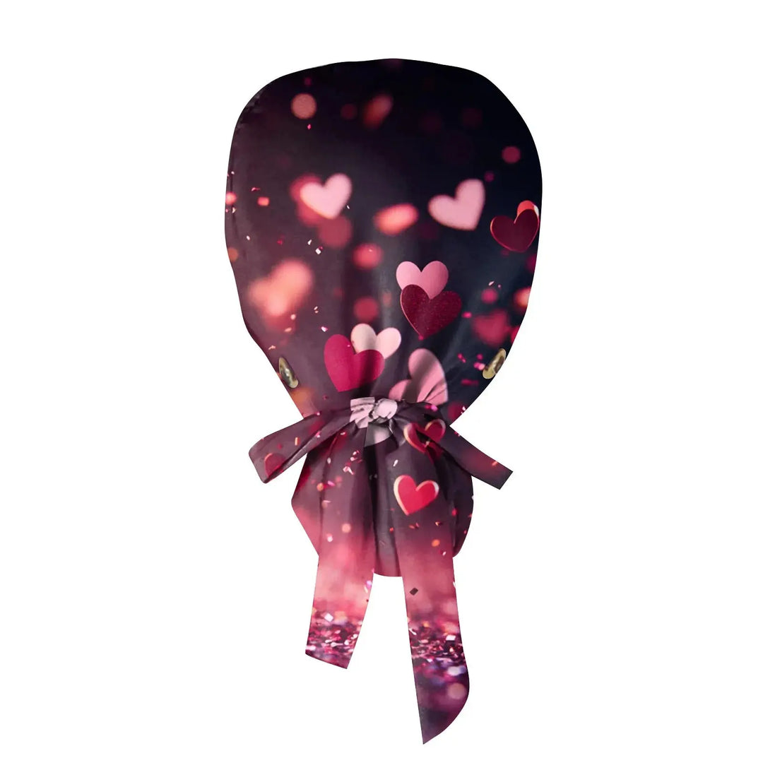 Gorro quirúrgico a prueba de polvo con botón, gorro de trabajo con estampado romántico a la moda, gorro informal con cola de caballo para mujer, gorros de enfermería ajustables MedSurgery Store For Digital Health