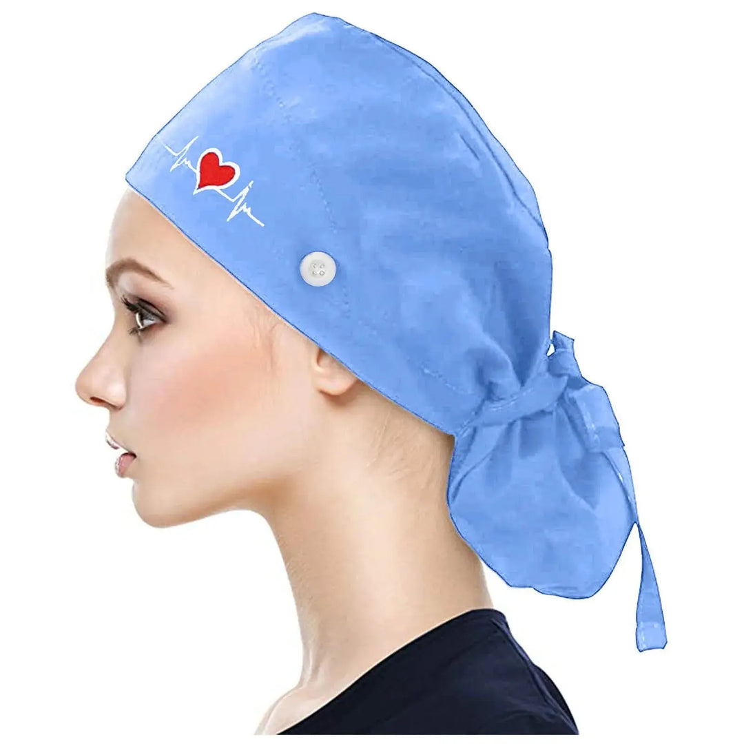 Gorros quirúrgicos ajustables, gorro de trabajo, soporte para cola de caballo, gorros de enfermería Bouffant con botones, turbante de pelo largo, sombreros para mujeres y hombres MedSurgery Store For Digital Health