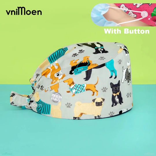 Gorros quirúrgicos médicos para gatos, gorro sanitario Bouffant Floral con banda para el sudor, estampado de dibujos animados, gorros de enfermería MedSurgery Store For Digital Health