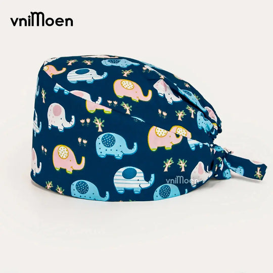 Vnimoen-gorro quirúrgico ajustable Unisex, gorra de enfermera con estampado, serie Azul, precio al por mayor MedSurgery Store For Digital Health