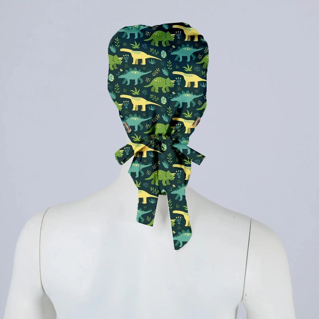 Gorro quirúrgico a prueba de polvo con botón, gorro de trabajo con estampado romántico a la moda, gorro informal con cola de caballo para mujer, gorros de enfermería ajustables MedSurgery Store For Digital Health