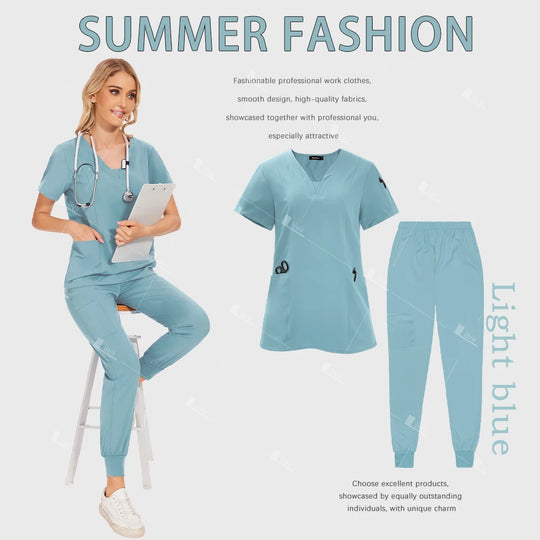 Venta al por mayor de uniformes médicos, traje para correr, conjunto de gomas para médico y enfermera, ropa de trabajo quirúrgica para Hospital, trajes multicolores para mujer