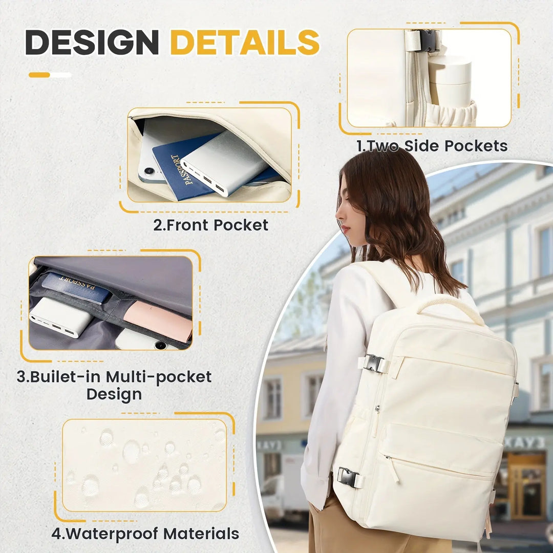 Lightweight and versatile Women's shoulder bag, vacuum backpack with multiple compartments, side elastic pockets, 3D sponge shoulder strap, long-lasting and fatigue-free, vacuumable to save space, large-capacity travel bag, s MedSurgery Store For Digital Health