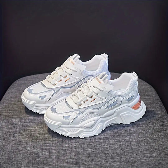 Women's Breathable Mesh Platform Sneakers, Casual Lace Up Outdoor Shoes, Comfortable Low Top Running Shoes MedSurgery Store For Digital Health