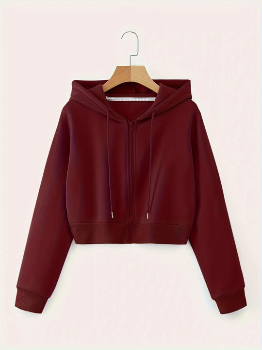 Women'S Casual Hooded Zip-Up Sweatshirt - Long Sleeve, Solid Color, Front Pockets, Regular Fit, Casual Chic Style for Fall/Winter, Casual Wear | Hooded Sweatshirt | Zippered Closure, Sweater Hoodie MedSurgery Store For Digital Health