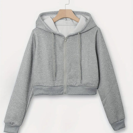 Women'S Casual Hooded Zip-Up Sweatshirt - Long Sleeve, Solid Color, Front Pockets, Regular Fit, Casual Chic Style for Fall/Winter, Casual Wear | Hooded Sweatshirt | Zippered Closure, Sweater Hoodie MedSurgery Store For Digital Health