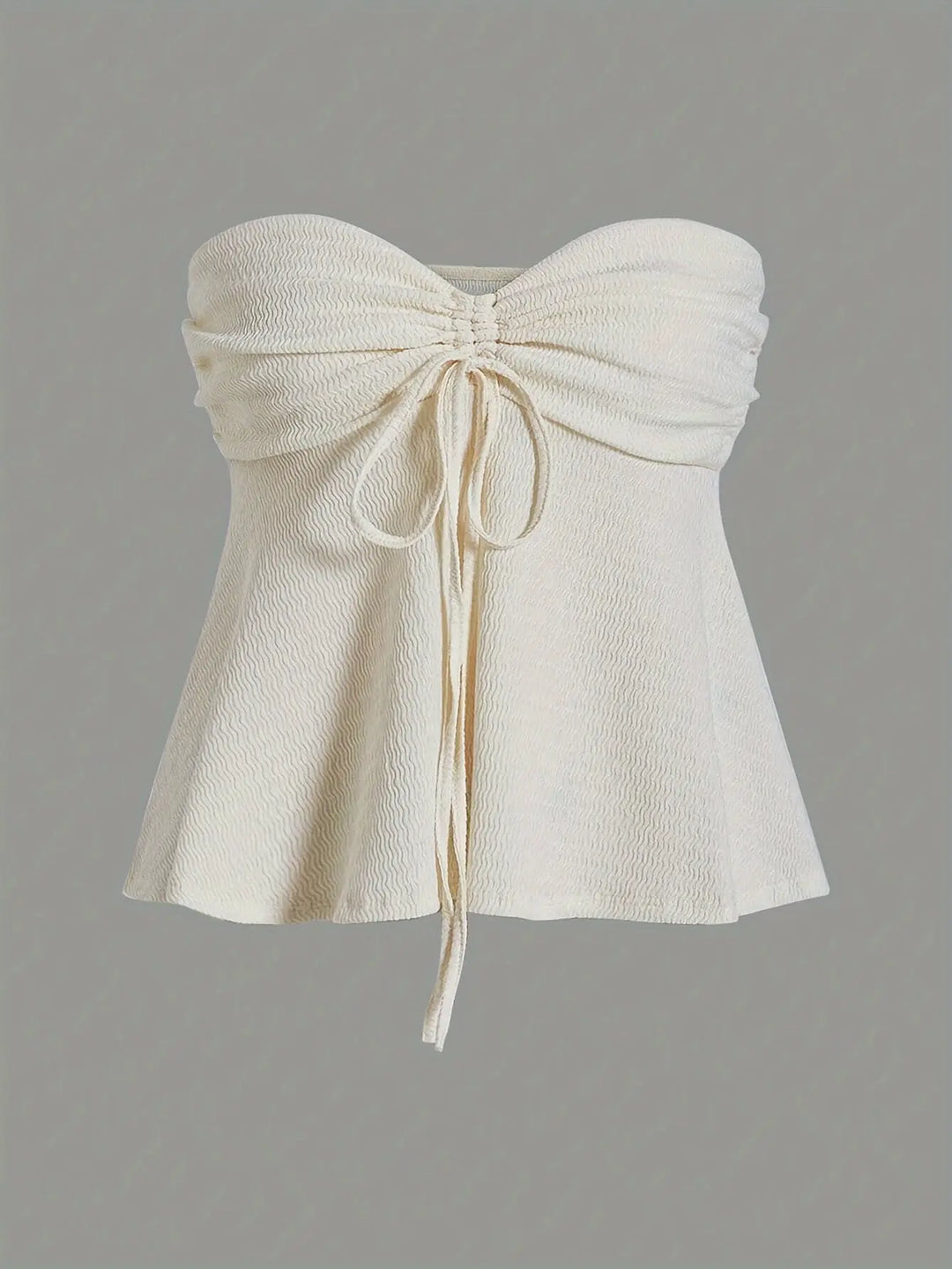 Ruched Front Lace Up Tube Top, Vacation Style Strapless Top For Spring & Summer, Women's Clothing MedSurgery Store For Digital Health