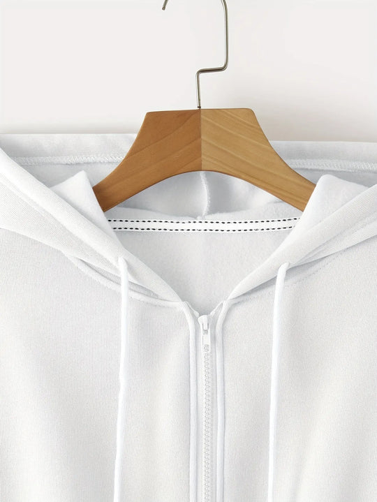 Women'S Casual Hooded Zip-Up Sweatshirt - Long Sleeve, Solid Color, Front Pockets, Regular Fit, Casual Chic Style for Fall/Winter, Casual Wear | Hooded Sweatshirt | Zippered Closure, Sweater Hoodie MedSurgery Store For Digital Health