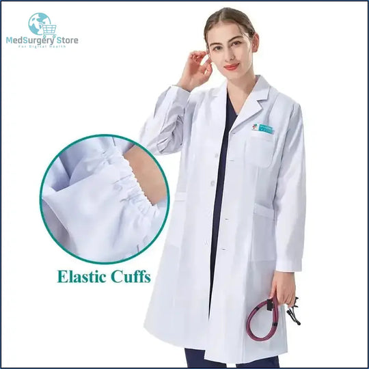 Textura suave bata médica femenina.