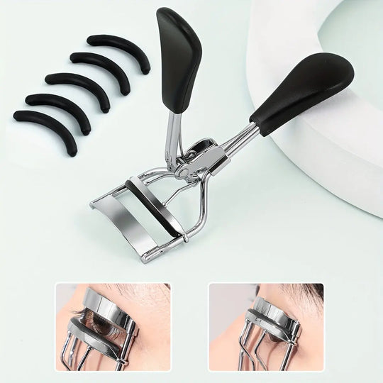 1 Portable Eyelash Curler with 15 Silicone Pads, Stainless Steel Curved Handle Eyelash Curler, Curl and Shape, No Damage to Eyelashes, Eyelash Lifting, Big Eyes, Suitable for Women's Eyelashes MedSurgery Store For Digital Health