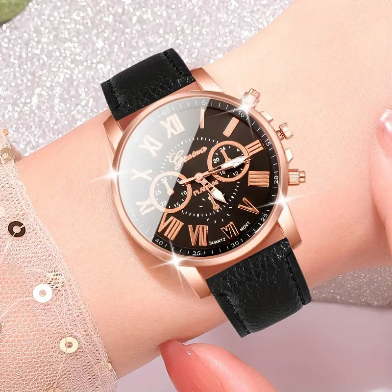3pcs Elegant Roman Quartz Women's Watches - Fashionable Round Dial with Faux Leather Strap, Perfect Gift Idea MedSurgery Store For Digital Health