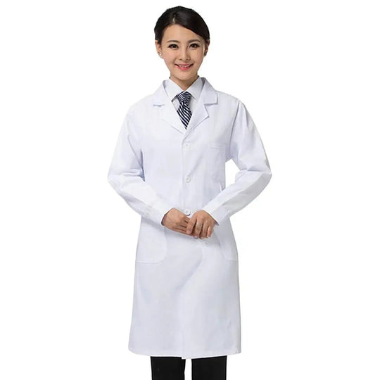 Fashion Long Sleeves Scrubs Lab Coat Hospital Short Sleeve Nurse Doctor Dress Long Sleeve Medical Uniforms White Jacket Unisex