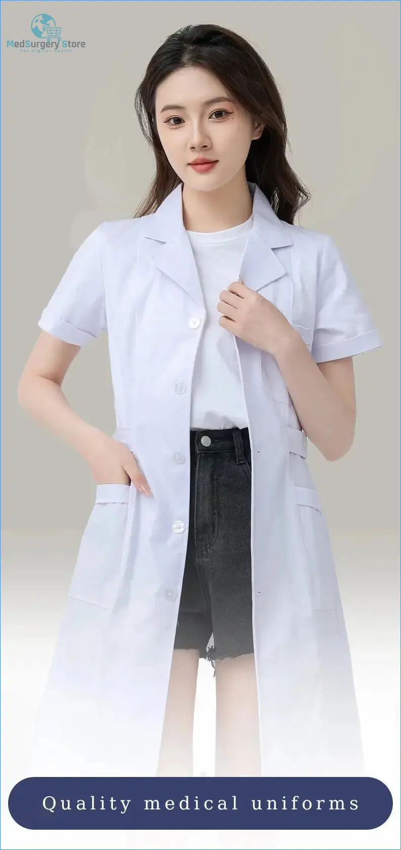 Bata Médica Femenina 'Aura Profesional': Confort Superior y Distinción Profesional.