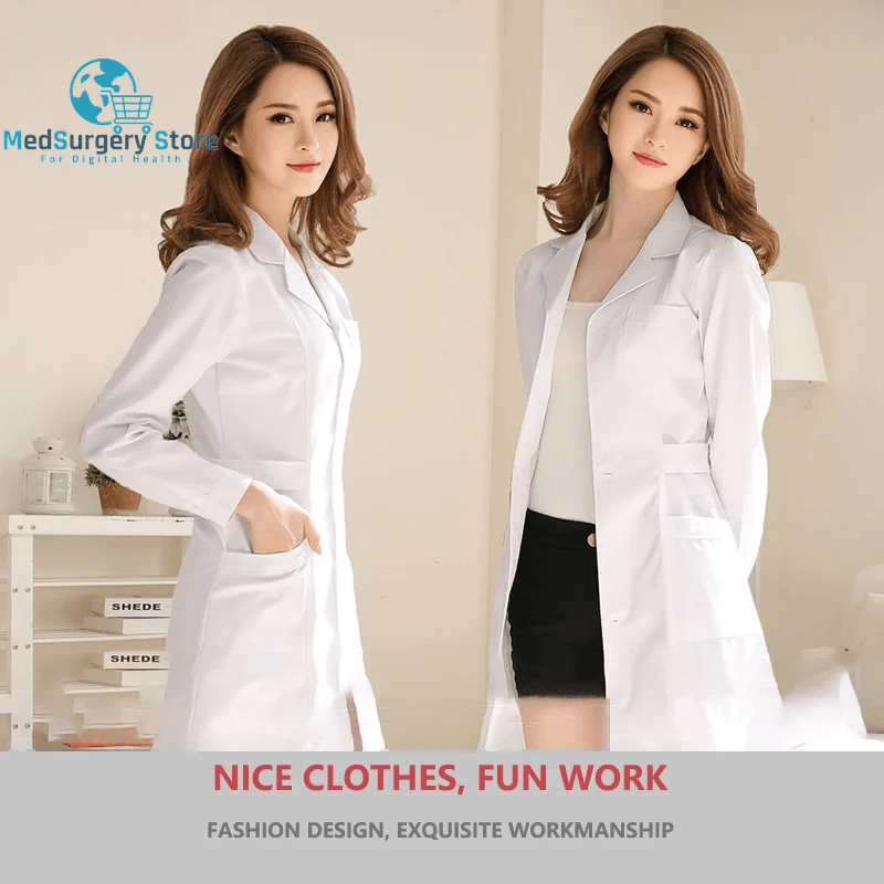 Unisex White Coat Lab Coat Hospital Doctor Slim Nurse Uniform Spa Uniform Nursing Uniform Scrubs Medical Uniforms Women