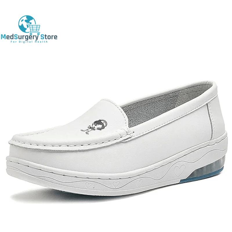 BEYARNE Sneakers Women Walking Shoes New Leather Nurse Shoes White Cushion Soft Soled Nurse Shoes Comfortable Hospital Work
