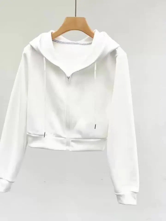 Women'S Casual Hooded Zip-Up Sweatshirt - Long Sleeve, Solid Color, Front Pockets, Regular Fit, Casual Chic Style for Fall/Winter, Casual Wear | Hooded Sweatshirt | Zippered Closure, Sweater Hoodie MedSurgery Store For Digital Health