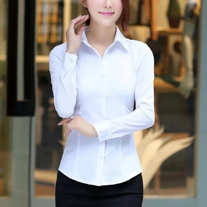 Blusa Térmica Premium de Gasa para Mujer – Manga Larga Profesional, Color Blanco.
