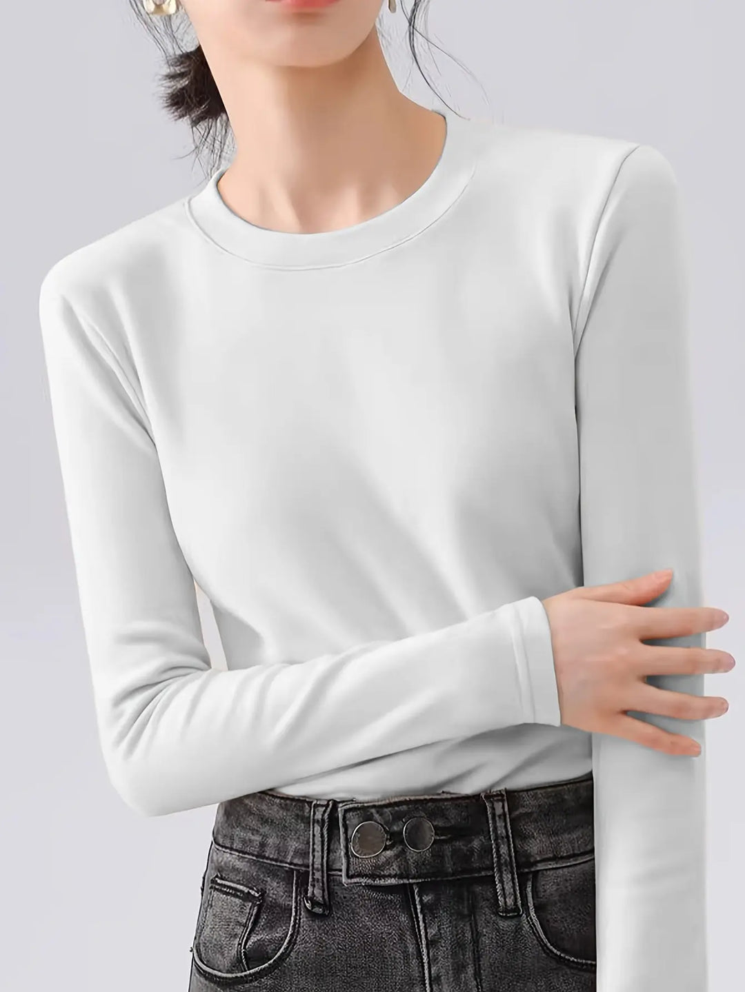 Women's High Elasticity Thermal Long Sleeve Top - Soft Stretchy Layering Shirt for Fall Winter, Black Close-Fitting Pullover with Plain Design, Versatile Casual & Formal Wear, Ladies Sweaters for Winter, Winter Layering Piece MedSurgery Store For Digital Health