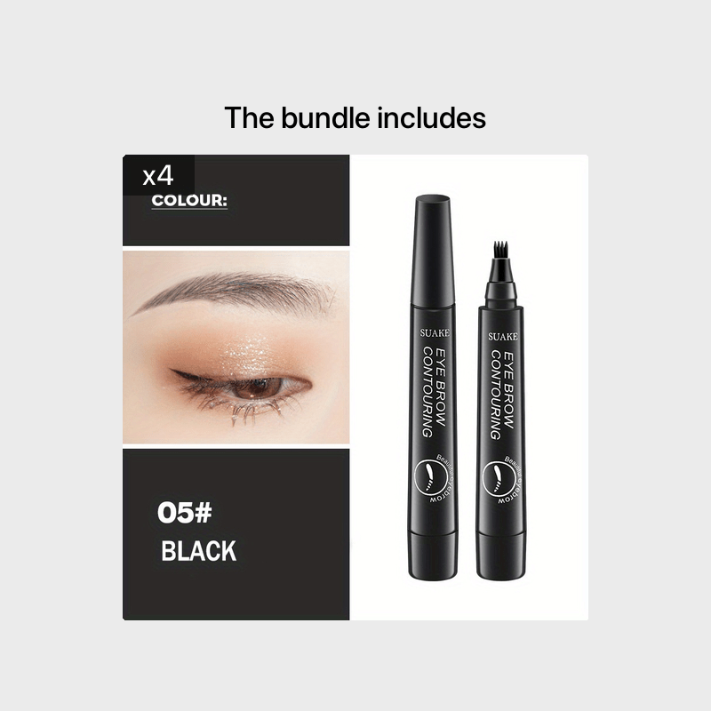 Delineador de ojos líquido negro de larga duración con su aplicador de punta fina en primer plano.