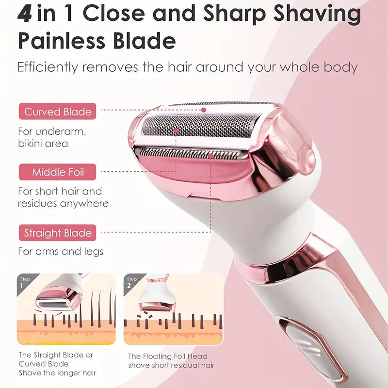4in 1 Women's Electric Hair Remover/Women's Multi-Function Electric Hair Remover Set/Women's Bikini Trimmer/USB Rechargeable/Hair Remover for Eyebrows, Nose, Face, Legs, / Portable, Gentle, Women's Gift, Mother's Day Gift MedSurgery Store For Digital Health