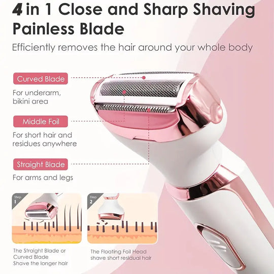 4in 1 Women's Electric Hair Remover/Women's Multi-Function Electric Hair Remover Set/Women's Bikini Trimmer/USB Rechargeable/Hair Remover for Eyebrows, Nose, Face, Legs, / Portable, Gentle, Women's Gift, Mother's Day Gift MedSurgery Store For Digital Health