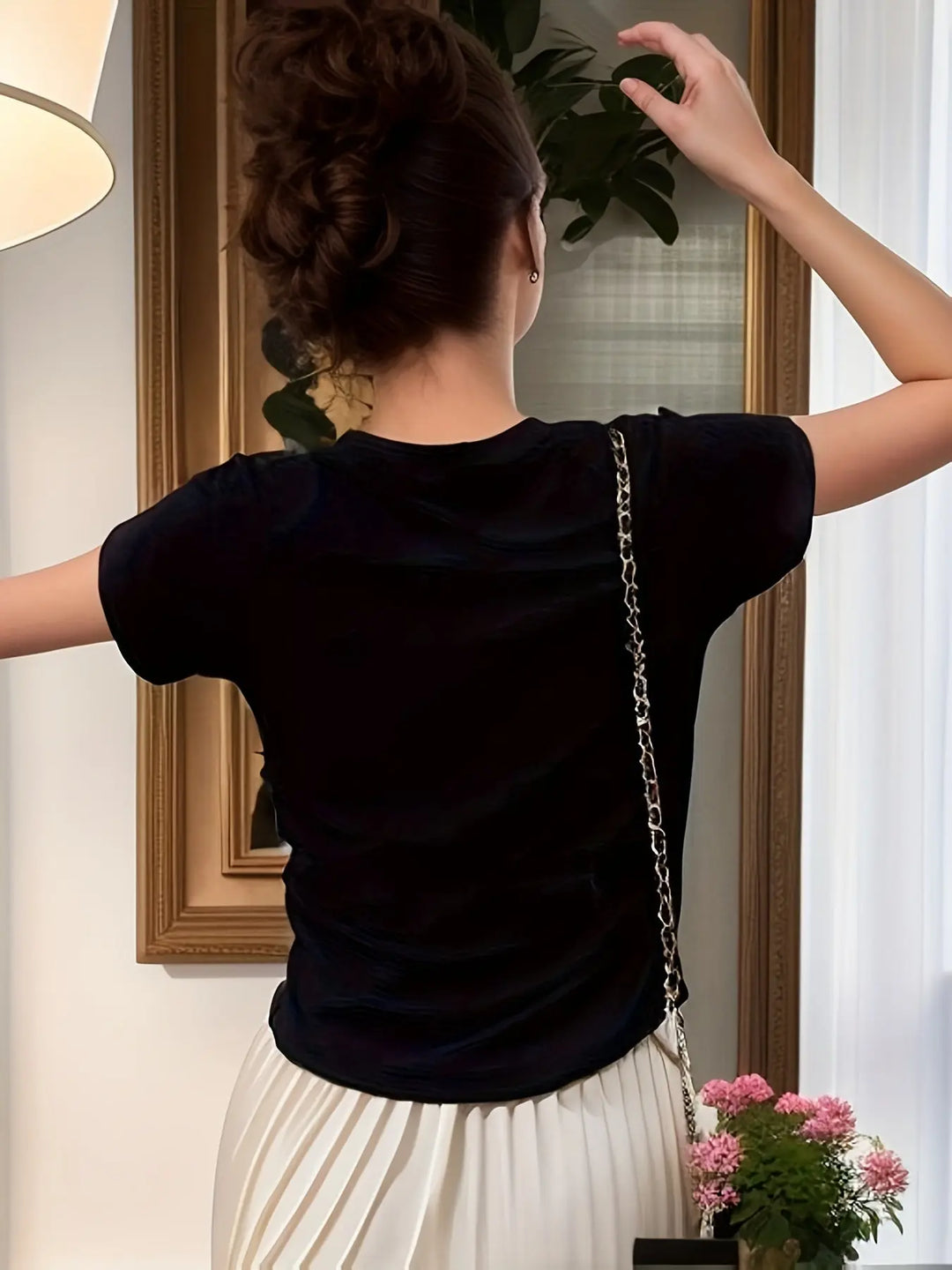 Textura tela elástica blusa médica