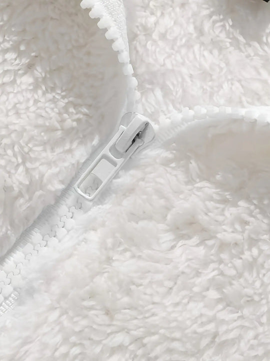 Women'S Light Fleece Jacket - Cozy Winter Coat with Stand-Up Collar, Zipper Closure, Long Sleeve Casual Outerwear for Cold Weather, & Color Block Design, Casual Outerwear|Cozy Winter Jacket, Ladies Winter Coats MedSurgery Store For Digital Health