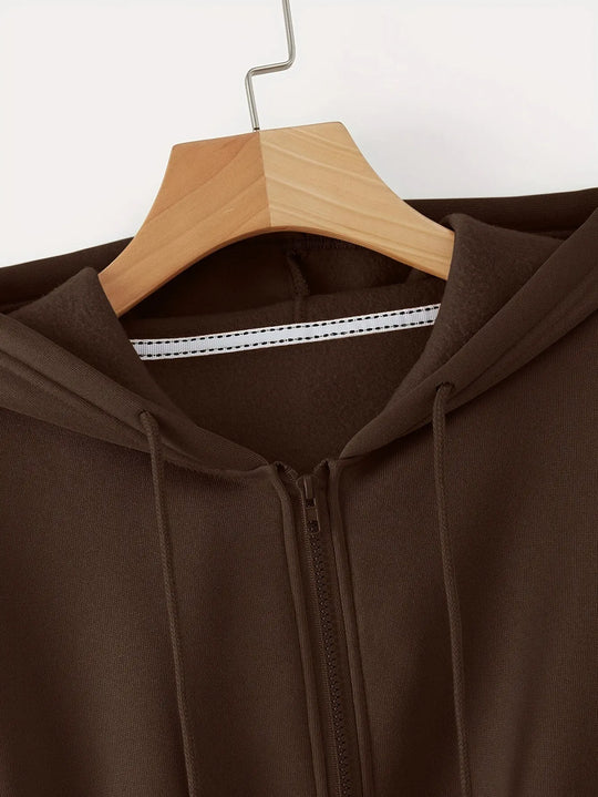 Women'S Casual Hooded Zip-Up Sweatshirt - Long Sleeve, Solid Color, Front Pockets, Regular Fit, Casual Chic Style for Fall/Winter, Casual Wear | Hooded Sweatshirt | Zippered Closure, Sweater Hoodie MedSurgery Store For Digital Health