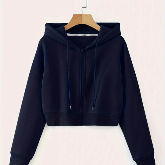 Women'S Casual Hooded Zip-Up Sweatshirt - Long Sleeve, Solid Color, Front Pockets, Regular Fit, Casual Chic Style for Fall/Winter, Casual Wear | Hooded Sweatshirt | Zippered Closure, Sweater Hoodie MedSurgery Store For Digital Health
