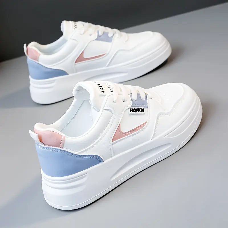 Women's Colorblock Platform Sneakers, Casual Lace Up Outdoor Shoes, Comfortable Low Top Shoes MedSurgery Store For Digital Health