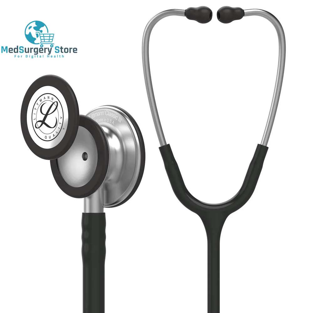 3M Littmann Classic III Monitoring Stethoscope 5620 Black Tube Stainless Stem and Headset for Doctor Nurse Health Care