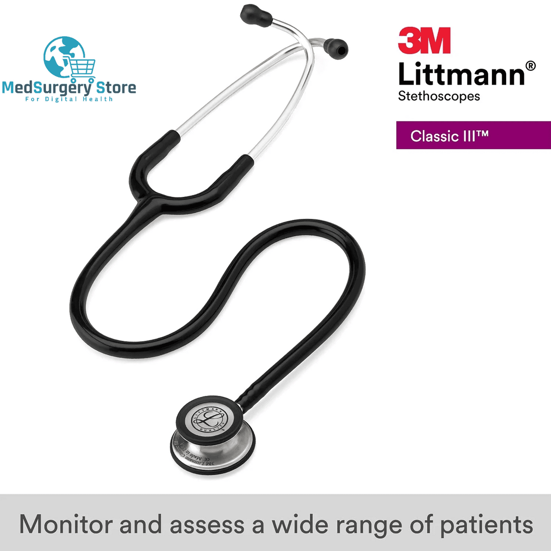 3M Littmann Classic III Monitoring Stethoscope 5620 Black Tube Stainless Stem and Headset for Doctor Nurse Health Care
