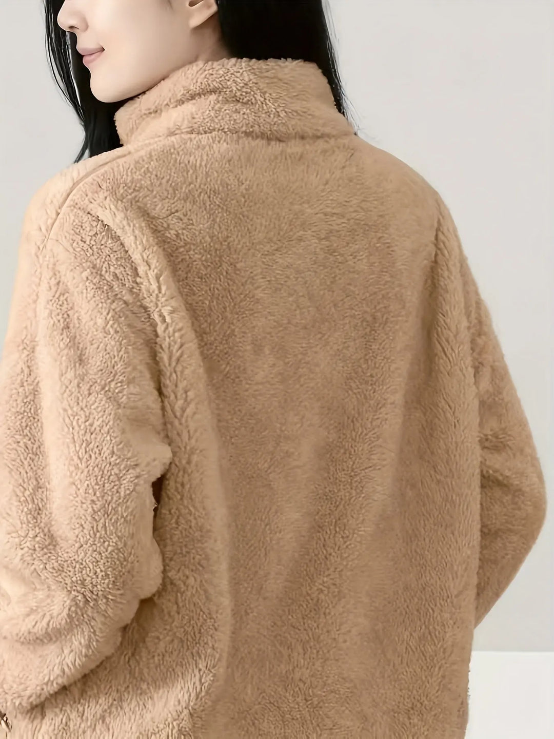 Women'S Light Fleece Jacket - Cozy Winter Coat with Stand-Up Collar, Zipper Closure, Long Sleeve Casual Outerwear for Cold Weather, & Color Block Design, Casual Outerwear|Cozy Winter Jacket, Ladies Winter Coats MedSurgery Store For Digital Health