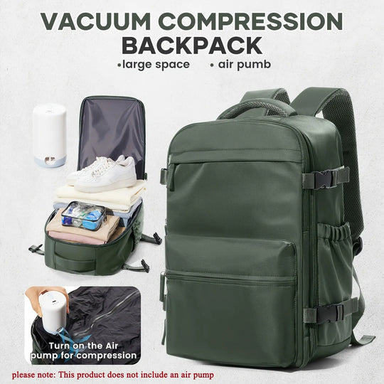 Lightweight and versatile Women's shoulder bag, vacuum backpack with multiple compartments, side elastic pockets, 3D sponge shoulder strap, long-lasting and fatigue-free, vacuumable to save space, large-capacity travel bag, s MedSurgery Store For Digital Health