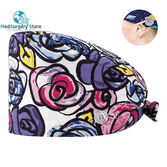 New Scrub Nurse Hat Floral Bouffant Cap Fashion Multicolor Nurse Scrub Caps Adjustable Bandage Turban Surgical Doctor Nurse Hats