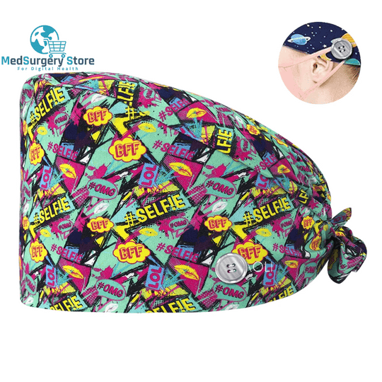 New Scrub Nurse Hat Floral Bouffant Cap Fashion Multicolor Nurse Scrub Caps Adjustable Bandage Turban Surgical Doctor Nurse Hats