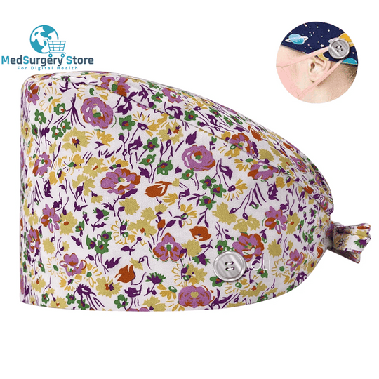 New Scrub Nurse Hat Floral Bouffant Cap Fashion Multicolor Nurse Scrub Caps Adjustable Bandage Turban Surgical Doctor Nurse Hats