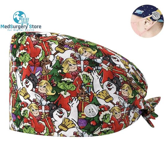New Scrub Nurse Hat Floral Bouffant Cap Fashion Multicolor Nurse Scrub Caps Adjustable Bandage Turban Surgical Doctor Nurse Hats