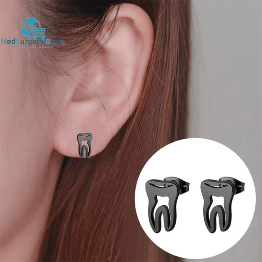 Minimalist Korean Fashion Earrings Punk Stainless Steel Dentist Tooth Stud Earrings for Women Doctor Nurse Accessories Aretes