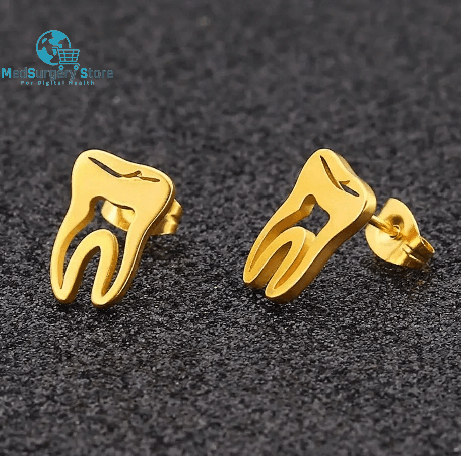 Minimalist Korean Fashion Earrings Punk Stainless Steel Dentist Tooth Stud Earrings for Women Doctor Nurse Accessories Aretes