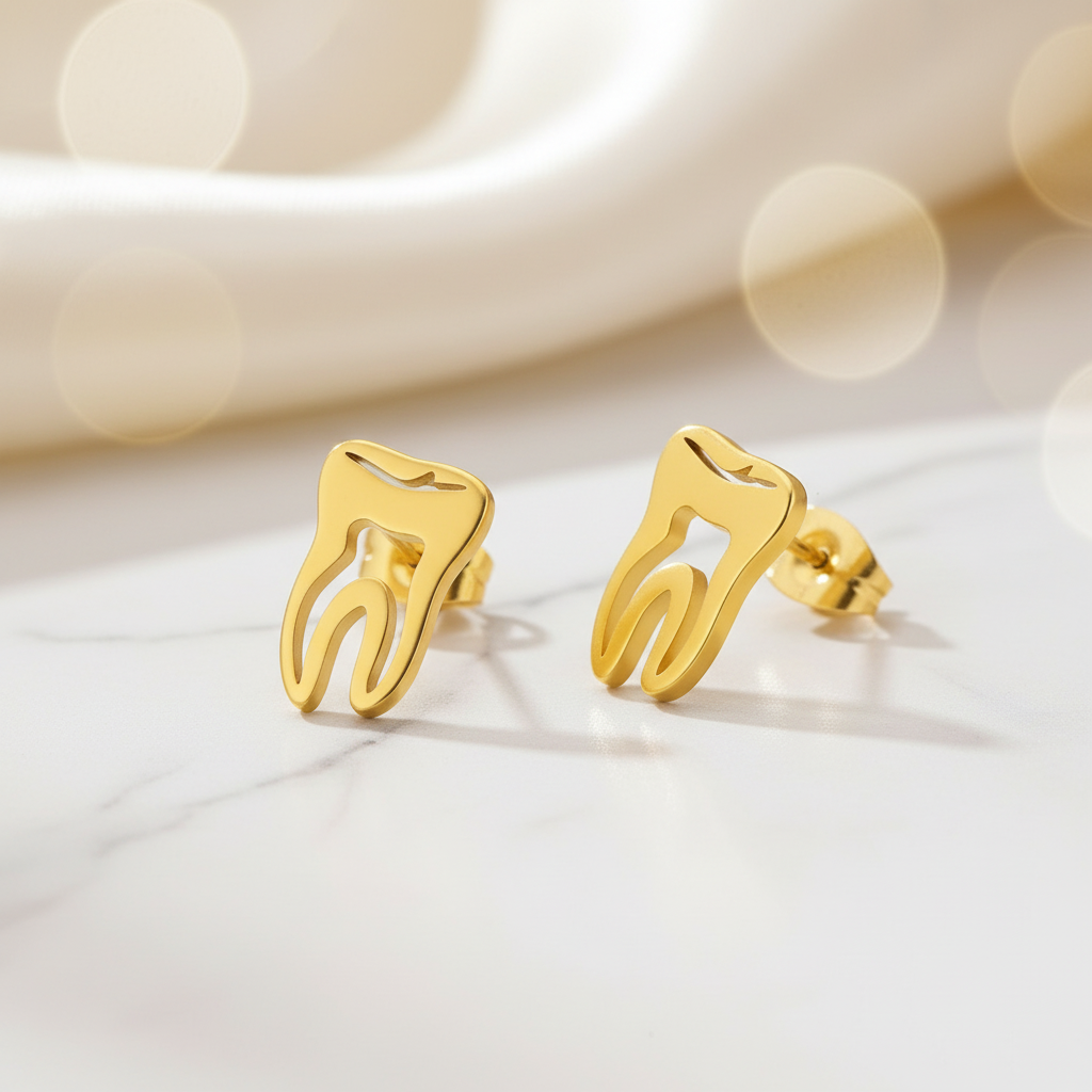 MedSurgery Aretes Minimalistas Diente Acero Inoxidable. Elegancia y Resistencia Profesional..
