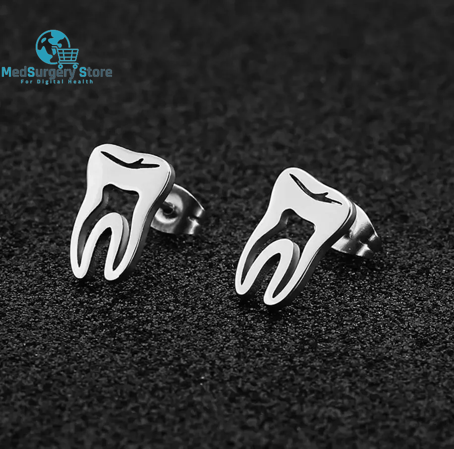 Minimalist Korean Fashion Earrings Punk Stainless Steel Dentist Tooth Stud Earrings for Women Doctor Nurse Accessories Aretes